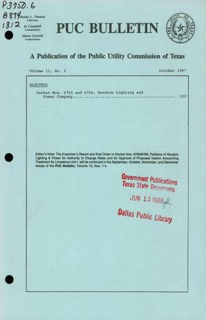 PUC Bulletin, Volume 13, Number 2, October 1987