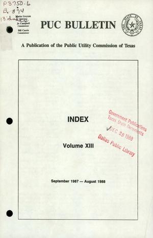 Primary view of object titled 'PUC Bulletin, Volume 13, Index'.
