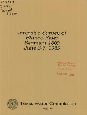 Intensive Survey of Blanco River Segment 1809: June 5-7, 1985