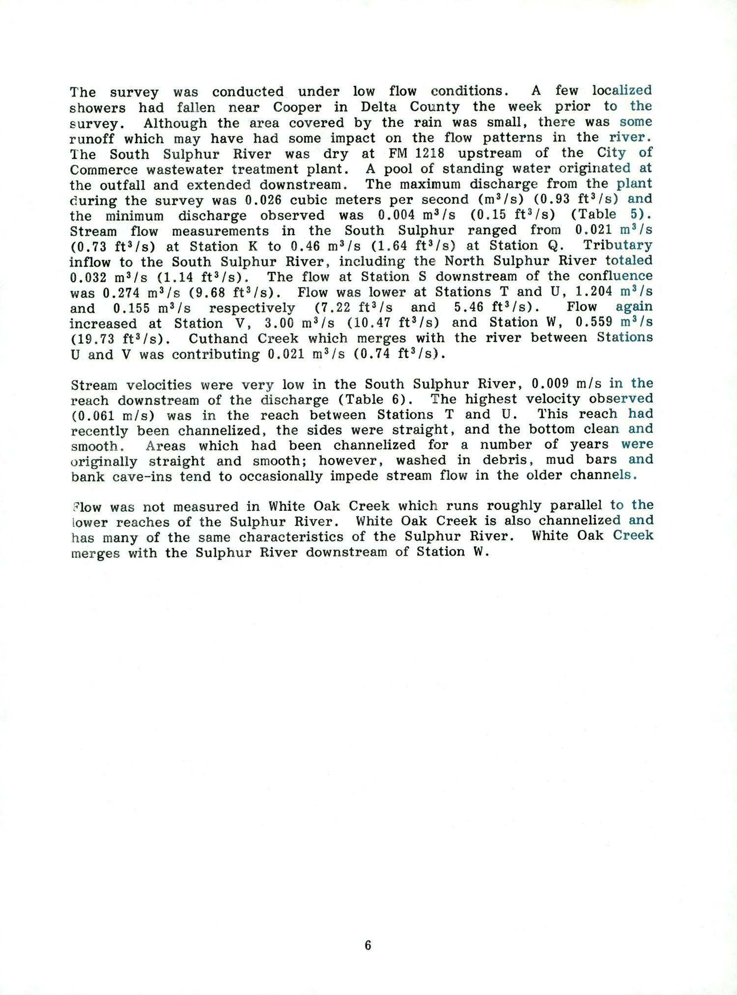 Intensive Survey of Sulphur River Segment 0303: August 13-17, 1984
                                                
                                                    6
                                                