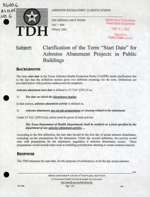Clarification of the Term "Start Date" for Asbestos Abatement Projects in Public Buildings