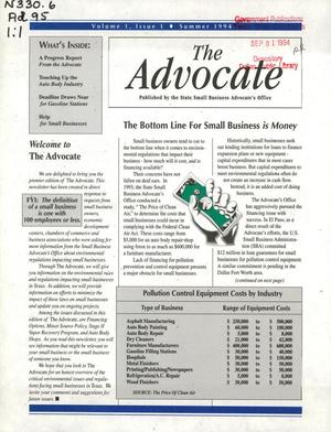 Primary view of object titled 'The Small Business Advocate, Volume 1, Issue 1, Summer 1994'.