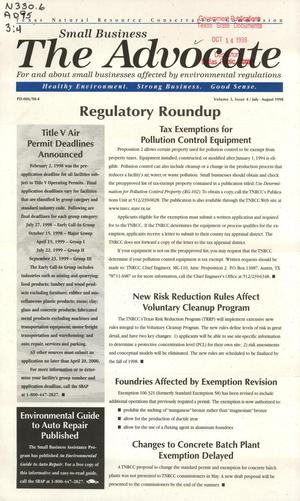 The Small Business Advocate, Volume 3, Issue 4, July-August 1998