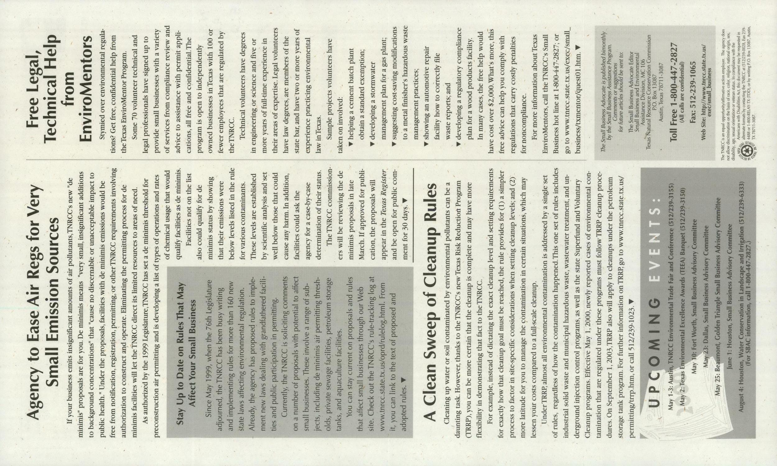 The Small Business Advocate, Volume 5, Issue 2, March-April 2000
                                                
                                                    BACK COVER
                                                