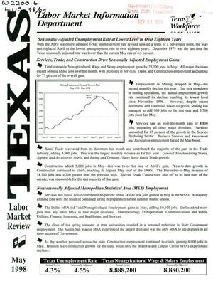 Primary view of object titled 'Texas Labor Market Review, May 1998'.