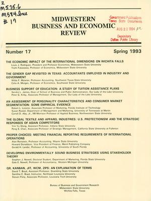 Midwestern Business and Economic Review, Number 17, Spring 1993