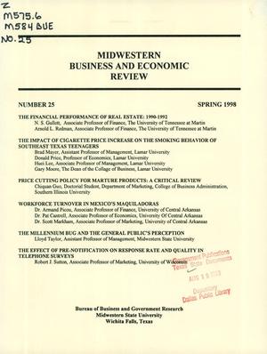 Midwestern Business and Economic Review, Number 25, Spring 1998