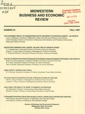 Primary view of object titled 'Midwestern Business and Economic Review, Number 24, Fall 1997'.