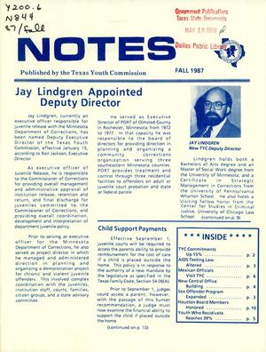 Texas Youth Commission Notes, Fall 1987