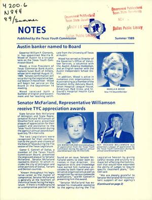 Texas Youth Commission Notes, Summer 1989