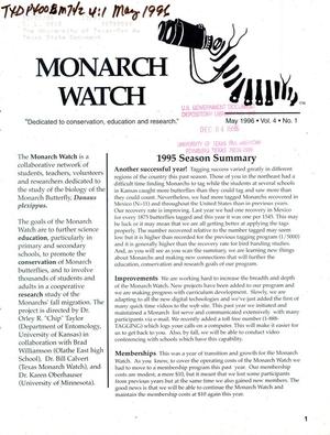 The Texas Monarch Watch, Volume 4, Number 1, Spring 1996