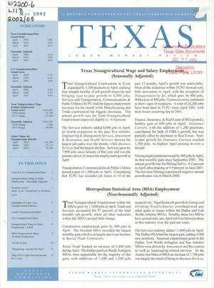 Primary view of object titled 'Texas Labor Market Review, May 2002'.
