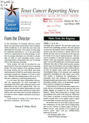 Texas Cancer Reporting News, Volume 10, Number 1, Late Winter 1999