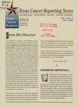 Texas Cancer Reporting News, Volume 7, Number 4, Fall 1996