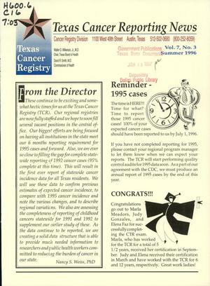 Texas Cancer Reporting News, Volume 7, Number 3, Summer 1996