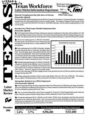Texas Labor Market Review, December 2000