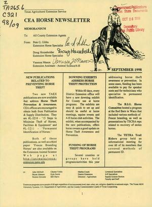 CEA Horse Newsletter Memorandum September 1998