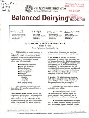 Balanced Dairying: Production, Volume 20, Number 2, [Spring 1997]