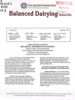 Balanced Dairying: Production, Volume 19, Number 3, September 1996