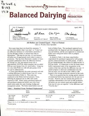 Balanced Dairying: Production, Volume 17, Number 2, April 1993