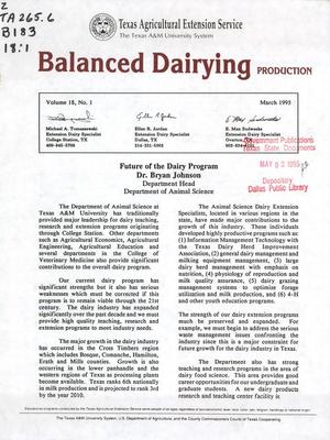Balanced Dairying: Production, Volume 18, Number 1, March 1995