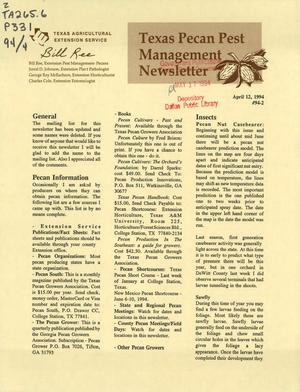 Texas Pecan Pest Management Newsletter, Volume 94, Number 2, April 1994