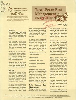Texas Pecan Pest Management Newsletter, Volume 93, Number 9, October 1995
