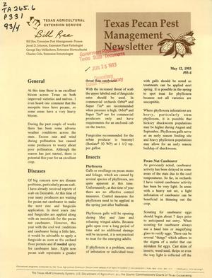 Texas Pecan Pest Management Newsletter, Volume 93, Number 4, May 1993