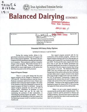 Primary view of object titled 'Balanced Dairying: Economics, Volume 15, Number 1, May 1995'.