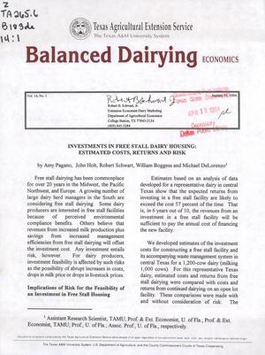 Primary view of object titled 'Balanced Dairying: Economics, Volume 14, Number 1, January 1994'.