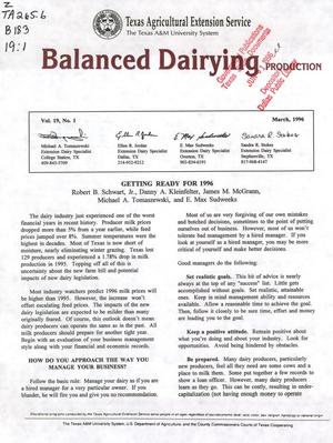Balanced Dairying: Production, Volume 19, Number 1, March 1996