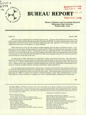 Bureau Report, Number 16, January 1988