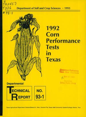 Primary view of object titled 'Corn Performance Tests in Texas: 1992'.