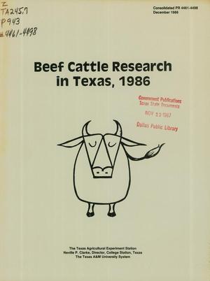 Primary view of object titled 'Beef Cattle Research in Texas: 1986'.