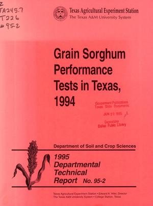 Grain Sorghum Performance Tests in Texas: 1994