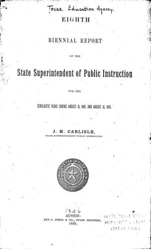 Texas Superintendent of Public Instruction Biennial Report: 1891-1892