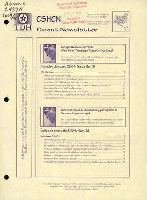 CSHCN Parent Newsletter, Number 18, January 2004