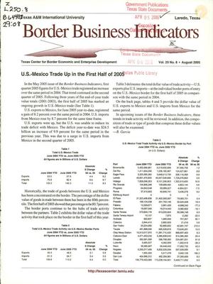 Primary view of object titled 'Border Business Indicators, Volume 29, Number 8, August 2005'.