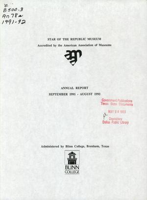Star of the Republic Museum Annual Report: 1992