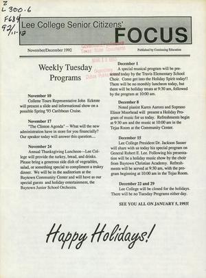 Lee College Senior Citizens' Focus, November/December 1992