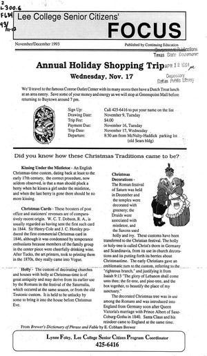 Primary view of object titled 'Lee College Senior Citizens' Focus, November/December 1993'.