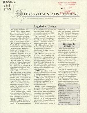 Texas Vital Statistics News, Volume 8, Number 3, Summer 2005