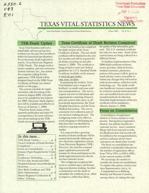 Texas Vital Statistics News, Volume 8, Number 1, Winter 2005