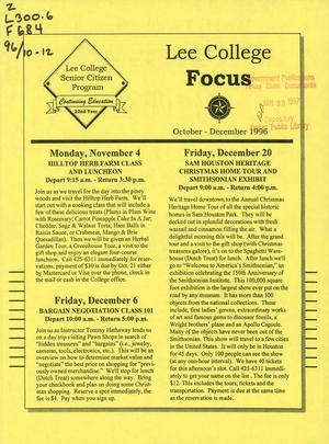 Primary view of object titled 'Lee College Focus, October-December 1996'.