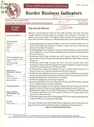 Border Business Indicators, Volume 23, Number 3, March 1999