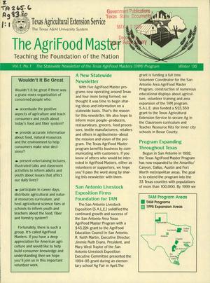 Primary view of object titled 'The AgriFood Master, Volume 1, Number 1, Winter 1995'.