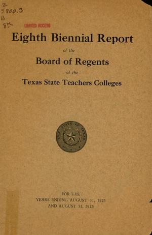 Primary view of object titled 'Board of Regents of the Texas State Teachers Colleges Biennial Report: 1924-1926'.