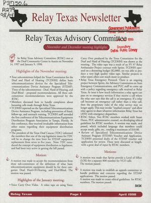 Primary view of object titled 'Relay Texas Newsletter, April 1998'.