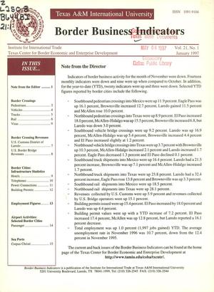 Border Business Indicators, Volume 21, Number 1, January 1997