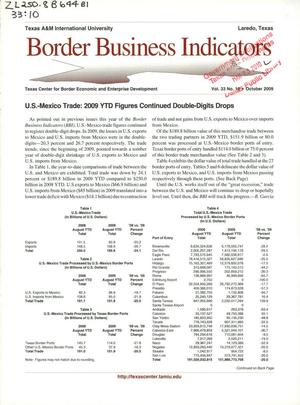 Border Business Indicators, Volume 33, Number 10, October 2009